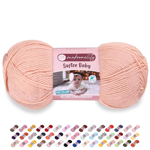 Makromecity Softee Baby-Garn, 100 % Premium Anti-Pilling-Acryl, 100 g, 250 m, Lachsweiches Garn zum Häkeln und Stricken Makromecity Softee Baby-Garn, 100 % Premium Anti-Pilling-Acryl, 100 g, 250 m, Lachsweiches Garn zum Häkeln und Stricken von Makromecity