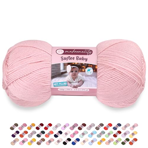 Makromecity Softee Baby-Garn, 100 % Premium Anti-Pilling-Acryl, 100 g, Puderweiches Garn zum Häkeln und Stricken (Pulver, 1 Knäuel) von Makromecity
