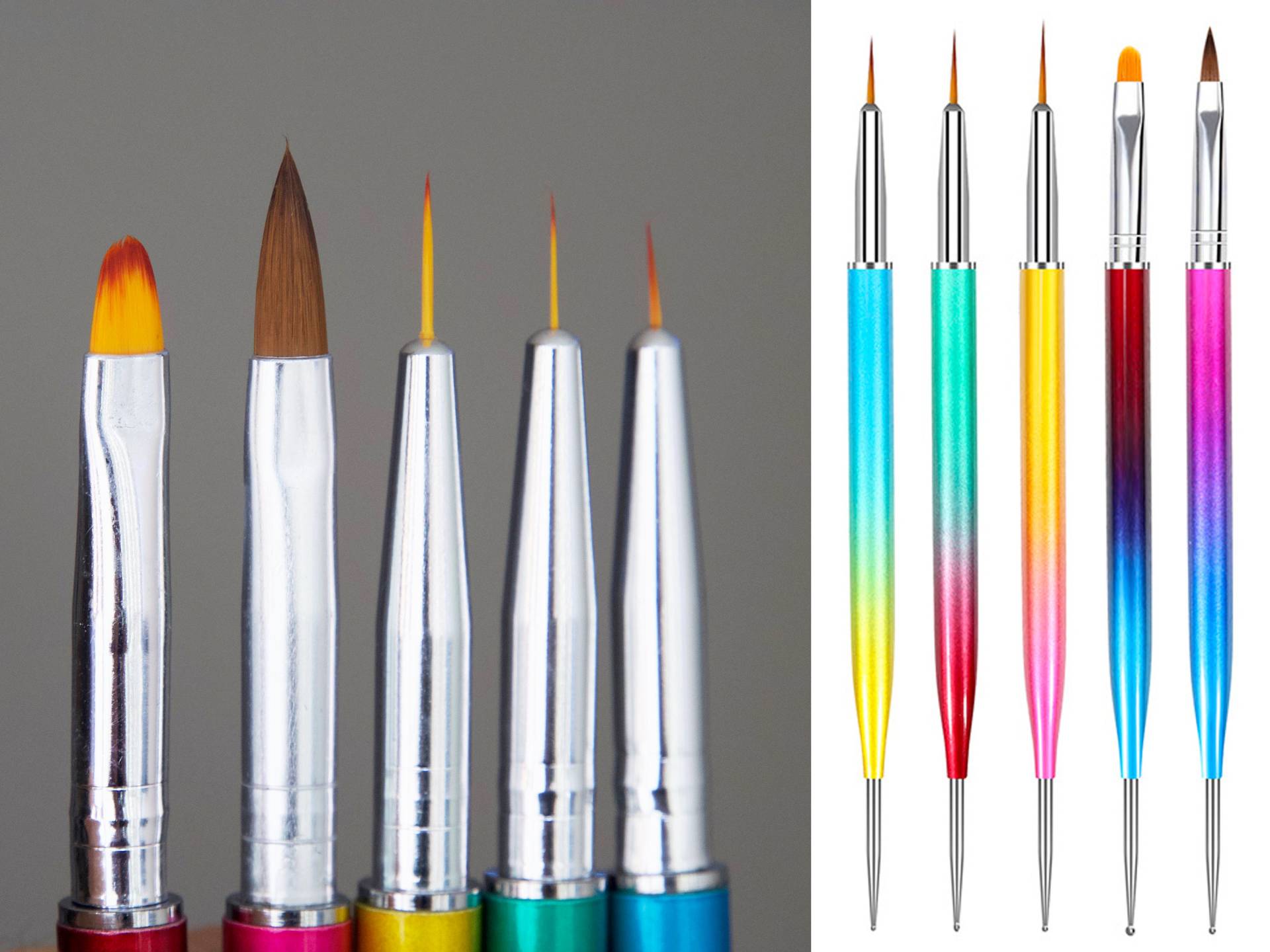 5 Stück Doppelköpfige Nagelbürste Punktierung Stift/ Farbverlauf Detailing Stripes Nailart Pinsel, Malpinsel, 3D Acrylstift von Makynail
