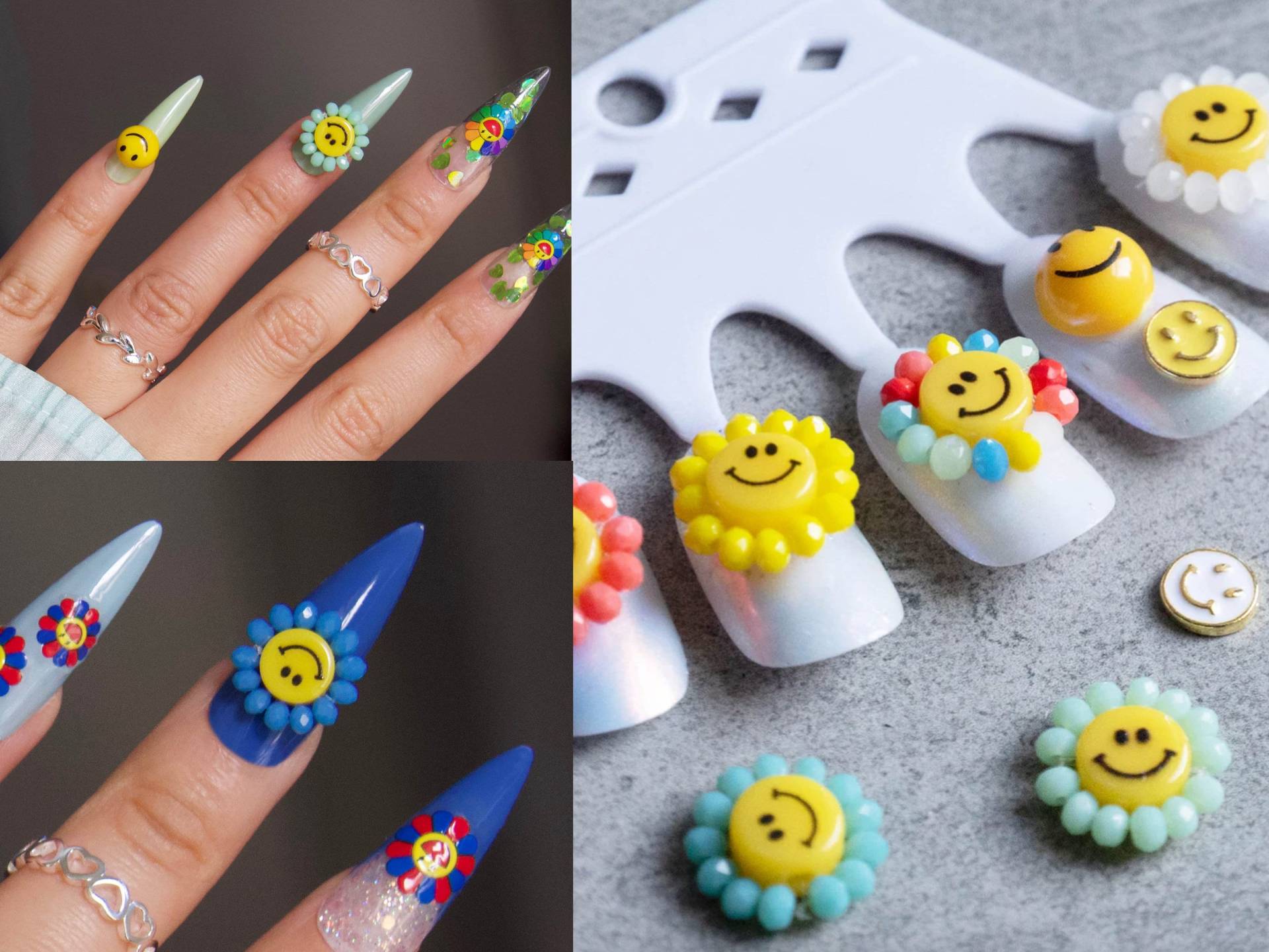 Lächeln Gesicht Nail Art Charms/Smiley Glückliches Emoji Diy Ohrstecker 3D Geprägte Abziehbilder Maniküre Pediküre Lächelndes Instagram Influencer von Makynail