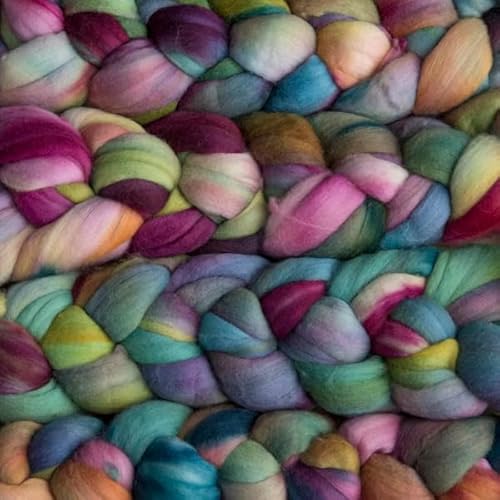 Spinnfasern Kammzug handgefärbt Wolle zum spinnen, Malabrigo Nube, Spinnband Märchenwolle Filzwolle Merino, 113g, filzen, weben (Arco Iris) von Malabrigo