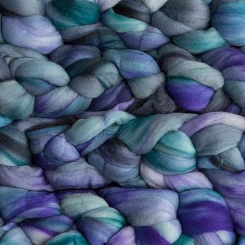 Spinnfasern Kammzug handgefärbt Wolle zum spinnen, Malabrigo Nube, Spinnband Märchenwolle Filzwolle Merino, 113g, filzen, weben (Azules) von Malabrigo