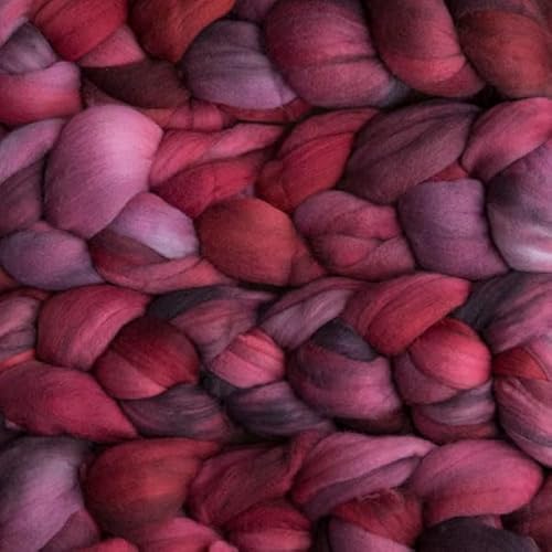 Spinnfasern Kammzug handgefärbt Wolle zum spinnen, Malabrigo Nube, Spinnband Märchenwolle Filzwolle Merino, 113g, filzen, weben (Cereza) von Malabrigo