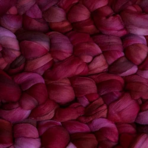 Spinnfasern Kammzug handgefärbt Wolle zum spinnen, Malabrigo Nube, Spinnband Märchenwolle Filzwolle Merino, 113g, filzen, weben (English Rose) von Malabrigo