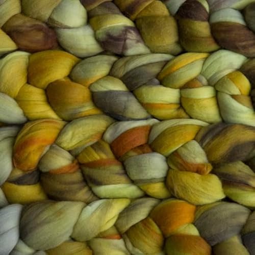 Spinnfasern Kammzug handgefärbt Wolle zum spinnen, Malabrigo Nube, Spinnband Märchenwolle Filzwolle Merino, 113g, filzen, weben (Mostaza) von Malabrigo