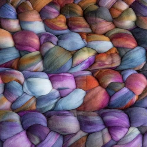 Spinnfasern Kammzug handgefärbt Wolle zum spinnen, Malabrigo Nube, Spinnband Märchenwolle Filzwolle Merino, 113g, filzen, weben (Piedras) von Malabrigo