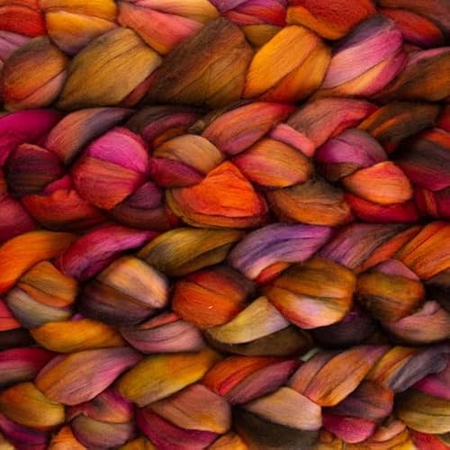 Spinnfasern Kammzug handgefärbt Wolle zum spinnen, Malabrigo Nube, Spinnband Märchenwolle Filzwolle Merino, 113g, filzen, weben (Zinnias) von Malabrigo