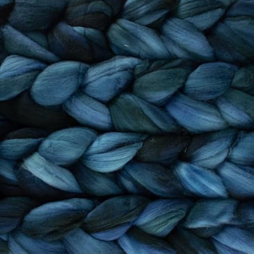 Spinnfasern blau, Kammzug handgefärbt Wolle zum spinnen, Malabrigo Nube, Spinnband Märchenwolle Filzwolle Merino, 113g, filzen, weben (Deep Ocean) von Malabrigo