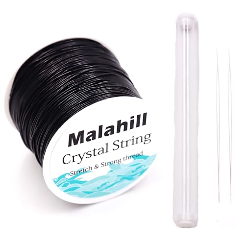 Malahill Elastische Schnur für Schmuckherstellung, Armband, Perlenfaden, dehnbare Schnur für Armbänder mit 2 Perlennadeln, Perlenschnur, schwarz, 1,0 mm Malahill Elastische Schnur für Schmuckherstellung, Armband, Perlenfaden, dehnbare Schnur für Armbänder mit 2 Perlennadeln, Perlenschnur, schwarz, 1,0 mm von Malahill