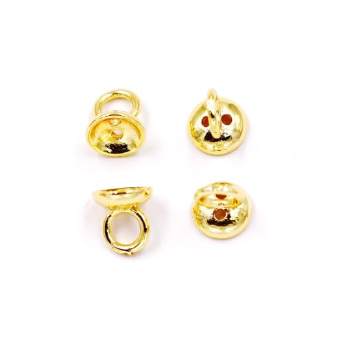 Malahill Endkappen für Schmuckherstellung, 50 Stück, 6 x 6,2 mm, 18 Karat Gold von Malahill