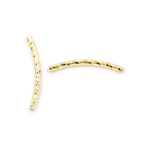 Malahill Gebogene Perlen zur Schmuckherstellung, 50 Stück, 2 x 30 mm, 18 Karat Gold von Malahill