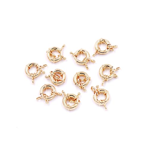 Malahill Hochwertige Schmuckzubehör, Radverschlüsse für Schmuckherstellung, 15 mm, 14 Karat Gold, 30 Stück von Malahill
