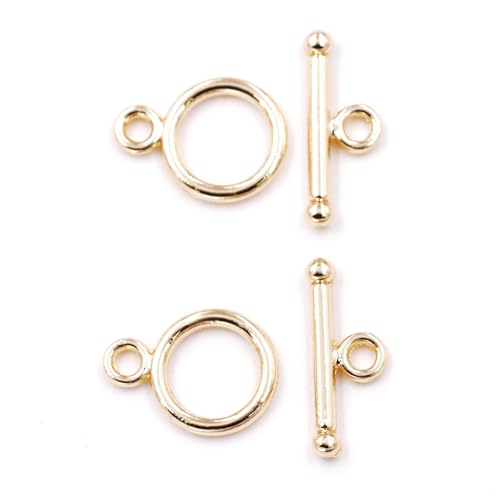 Malahill Knebelverschluss für Schmuckherstellung, OT-Verschluss für Halsketten, Armbänder, 10 mm, 14 Karat Gold, 30 Sets von Malahill