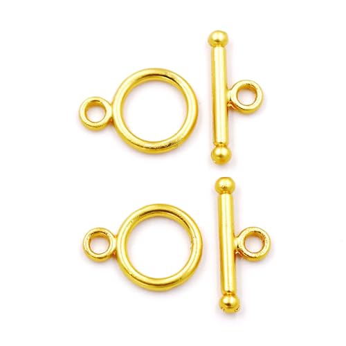 Malahill Knebelverschluss für Schmuckherstellung, OT-Verschluss für Halsketten, Armbänder, 10 mm, mattgold, 30 Sets von Malahill
