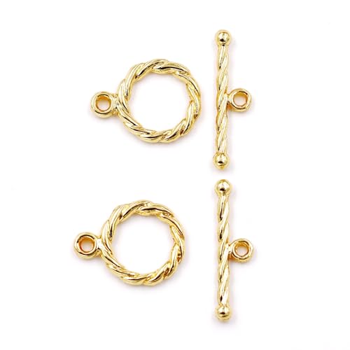 Malahill Knebelverschluss für Schmuckherstellung, OT-Verschluss für Halsketten, Armbänder, 12 mm, 18 Karat Gold, 30 Sets von Malahill