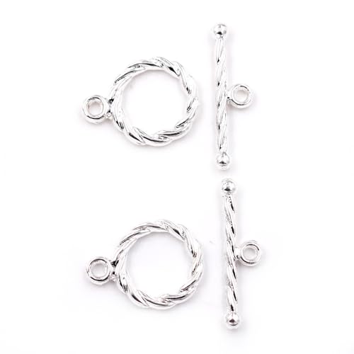 Malahill Knebelverschluss für Schmuckherstellung, OT-Verschluss für Halsketten, Armbänder, 12 mm, Silber, 30 Sets von Malahill