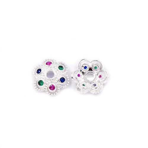 Malahill Perlenkappen mit kubischem Zirkonia, für Schmuckherstellung, 8 mm, Silber, 20 Stück Malahill Perlenkappen mit kubischem Zirkonia, für Schmuckherstellung, 8 mm, Silber, 20 Stück von Malahill