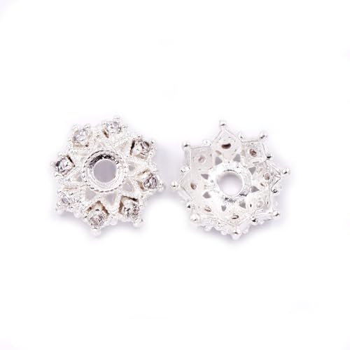 Malahill Perlenkappen mit kubischem Zirkonia, für Schmuckherstellung, 8 mm, Silber, 20 Stück Malahill Perlenkappen mit kubischem Zirkonia, für Schmuckherstellung, 8 mm, Silber, 20 Stück von Malahill