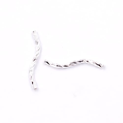 Malahill S-Röhrenperlen für Schmuckherstellung, 50 Stück, 1,5 x 20 mm, Silber von Malahill