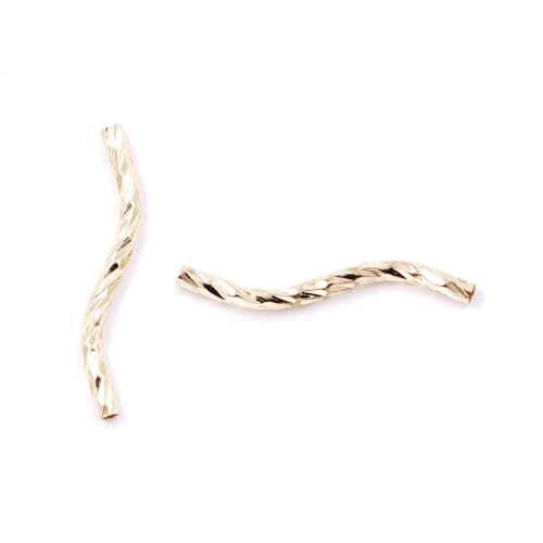 Malahill S-Röhrenperlen zur Schmuckherstellung, 1,5 x 30 mm, 14 Karat Gold, 50 Stück von Malahill
