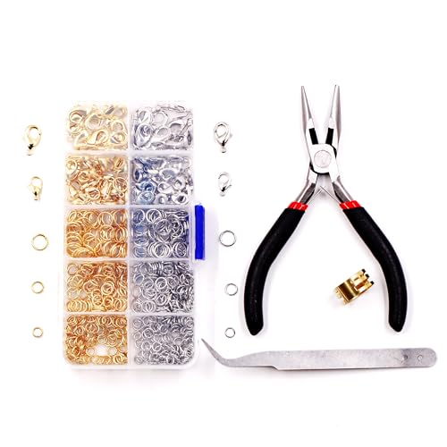 Malahill Schmuck-Set zur Schmuckherstellung, 550 offene Binderinge und Karabinerverschlüsse mit Zange für Armbänder, Halsketten, B1, ausgezeichnete Qualität Malahill Schmuck-Set zur Schmuckherstellung, 550 offene Binderinge und Karabinerverschlüsse mit Zange für Armbänder, Halsketten, B1, ausgezeichnete Qualität von Malahill