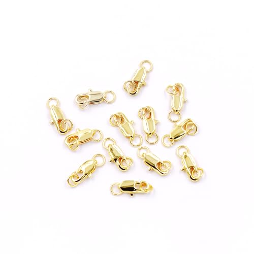 Malahill Schmuckzubehör, Fischschwanz-Verschlüsse mit geschlossenem Ring für Schmuckherstellung, 7 x 14 mm, 18 Karat Gold, 30 Stück Malahill Schmuckzubehör, Fischschwanz-Verschlüsse mit geschlossenem Ring für Schmuckherstellung, 7 x 14 mm, 18 Karat Gold, 30 Stück von Malahill