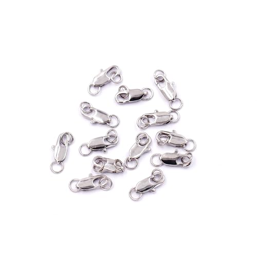Malahill Schmuckzubehör von ausgezeichneter Qualität, 30 Stück, Fischschwanz-Verschlüsse mit geschlossenem Ring für Schmuckherstellung, 5 x 10 mm, Weißgold Malahill Schmuckzubehör von ausgezeichneter Qualität, 30 Stück, Fischschwanz-Verschlüsse mit geschlossenem Ring für Schmuckherstellung, 5 x 10 mm, Weißgold von Malahill