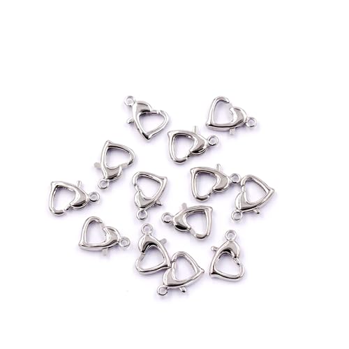 Malahill Schmuckzubehör von ausgezeichneter Qualität, 40 Stück, Herzverschlüsse für Schmuckherstellung, 9 x 13 mm, Weißgold Malahill Schmuckzubehör von ausgezeichneter Qualität, 40 Stück, Herzverschlüsse für Schmuckherstellung, 9 x 13 mm, Weißgold von Malahill