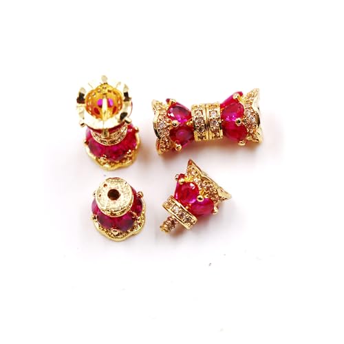 Malahill Schraubverschlüsse für Schmuckherstellung, Schraubverschluss für Halsketten, Armbänder, 8 x 16 mm, 18 Karat Gold, Rot, 10 Stück von Malahill
