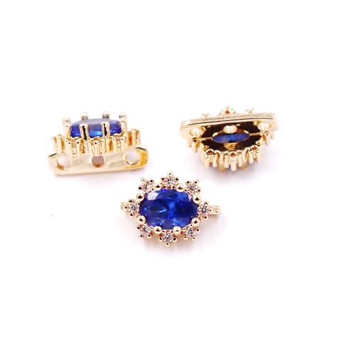 Malahill Zirkonia-Abstandshalter für Schmuckherstellung, 12,5 x 9 mm, 10 Stück, 14 Karat Gold-Saphir von Malahill