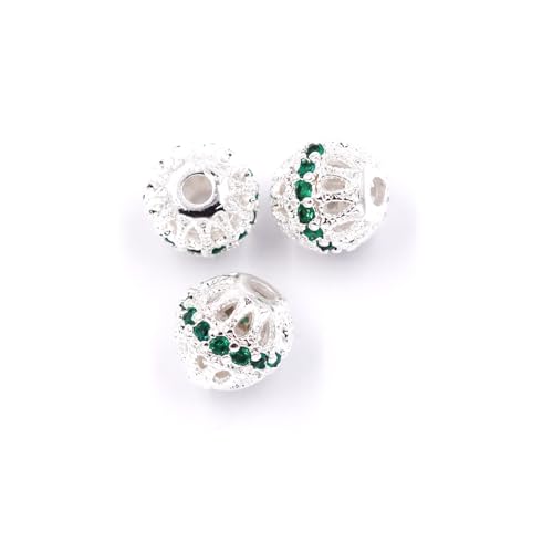 Malahill Zirkonia-Perlen für Schmuckherstellung, 20 Stück, 8 mm, Silber-Grün Malahill Zirkonia-Perlen für Schmuckherstellung, 20 Stück, 8 mm, Silber-Grün von Malahill
