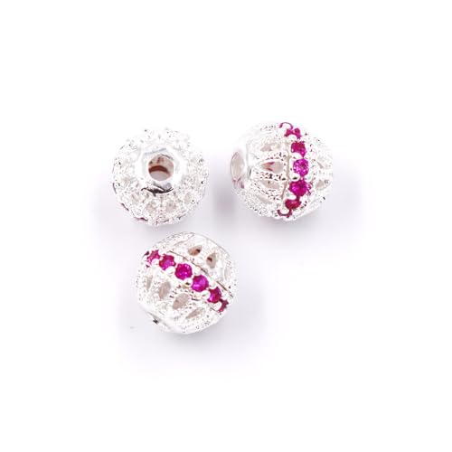 Malahill Zirkonia-Perlen für Schmuckherstellung, 20 Stück, 8 mm, Silberrot von Malahill