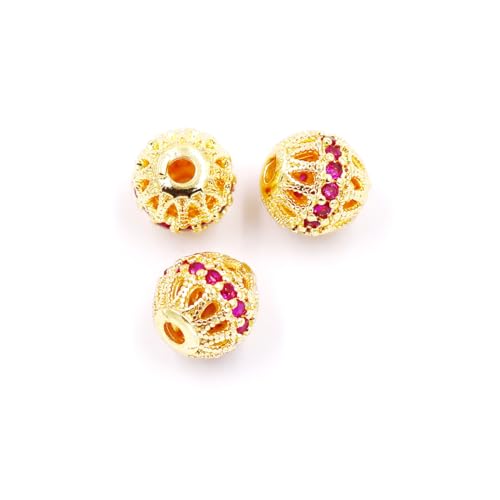 Malahill Zirkonia-Perlen zur Schmuckherstellung, 20 Stück, 8 mm, 18 Karat Gold-Rot von Malahill
