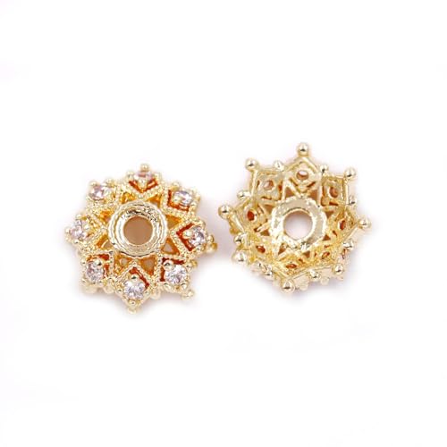 Malahill Zirkonia-Perlenkappen für Schmuckherstellung, 11 mm, 14 Karat Gold, 20 Stück Malahill Zirkonia-Perlenkappen für Schmuckherstellung, 11 mm, 14 Karat Gold, 20 Stück von Malahill