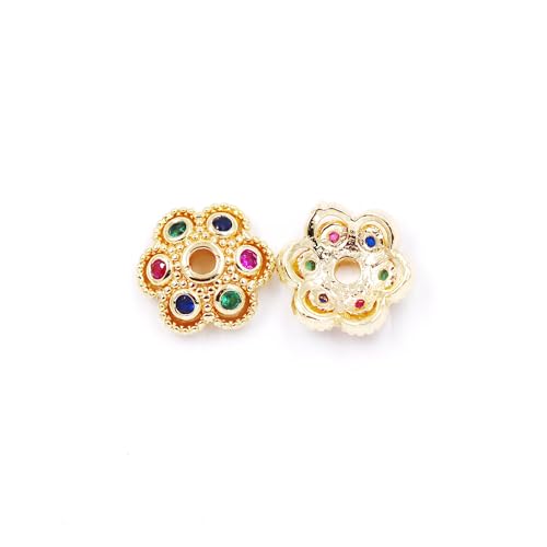Malahill Zirkonia-Perlenkappen für Schmuckherstellung, 8 mm, 18 Karat Gold, 20 Stück Malahill Zirkonia-Perlenkappen für Schmuckherstellung, 8 mm, 18 Karat Gold, 20 Stück von Malahill