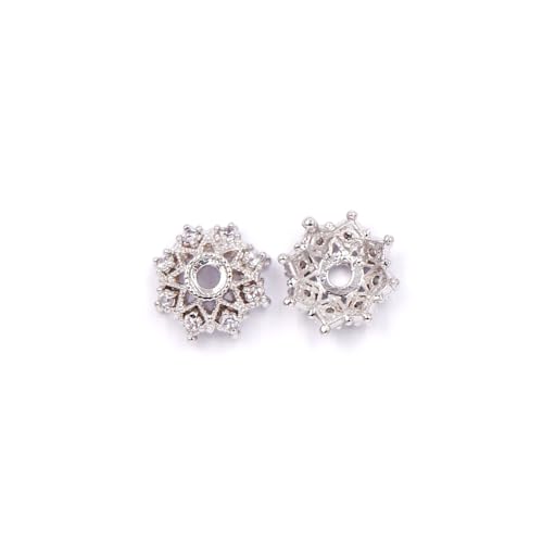 Malahill Zirkonia-Perlenkappen für Schmuckherstellung, 8 mm, Weißgold, 20 Stück von Malahill