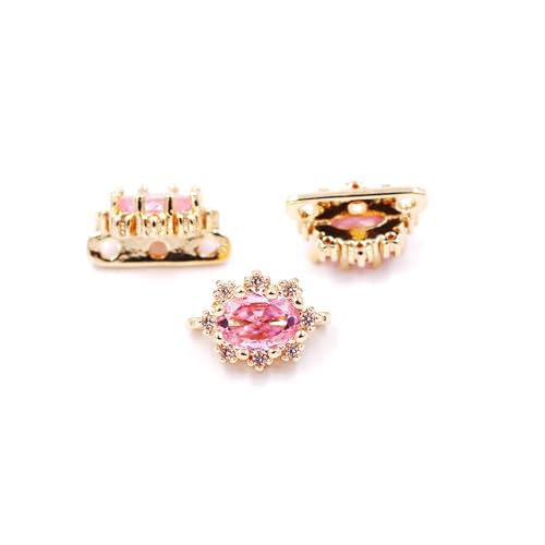 Malahill Zwischenperlen aus Zirkonia, zur Schmuckherstellung, 12,5 x 9 mm, 10 Stück, 14 Karat Gold, Rosa Malahill Zwischenperlen aus Zirkonia, zur Schmuckherstellung, 12,5 x 9 mm, 10 Stück, 14 Karat Gold, Rosa von Malahill