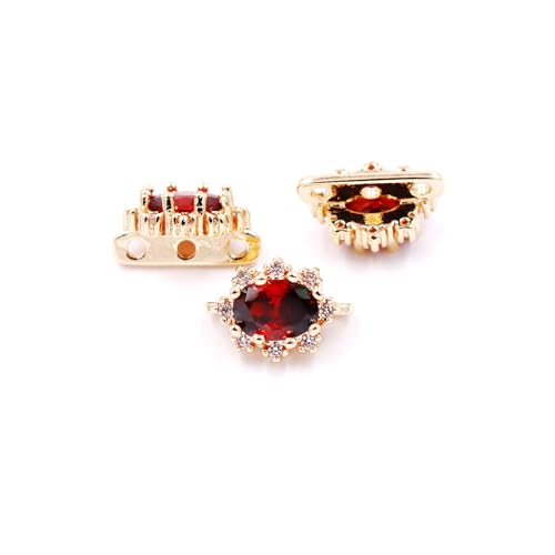 Malahill Zwischenperlen aus Zirkonia, zur Schmuckherstellung, 12,5 x 9 mm, 10 Stück, 14 Karat Gold-Granat von Malahill