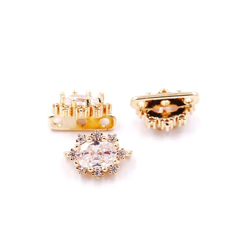 Malahill Zwischenperlen aus Zirkonia, zur Schmuckherstellung, 12,5 x 9 mm, 10 Stück, 14 Karat Gold-Weiß von Malahill