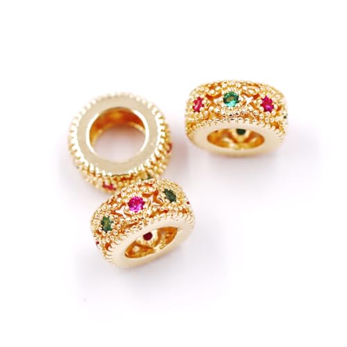 Malahill Zwischenperlen aus Zirkonia, zur Schmuckherstellung, 6 x 3 mm, 14 Karat Gold, 30 Stück von Malahill