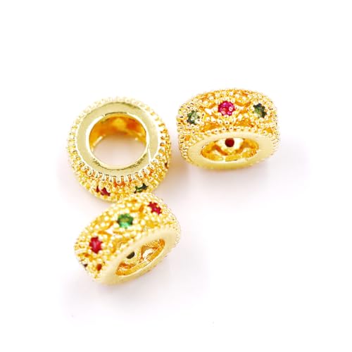 Malahill Zwischenperlen aus Zirkonia, zur Schmuckherstellung, 6 x 3 mm, 18 Karat Gold, 30 Stück von Malahill