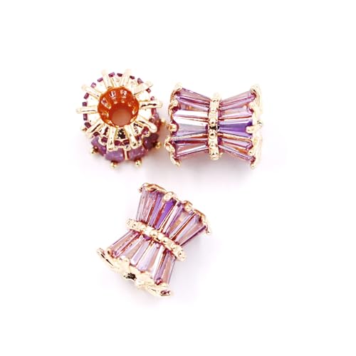 Malahill Zwischenperlen aus Zirkonia, zur Schmuckherstellung, 7 x 7,5 mm, 14 Karat Gold, Violett von Malahill