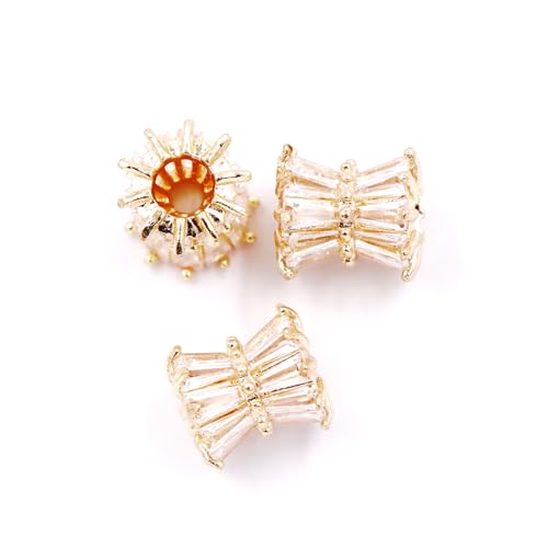 Malahill Zwischenperlen aus Zirkonia, zur Schmuckherstellung, 8 x 10 mm, 14 Karat Gold-Weiß von Malahill