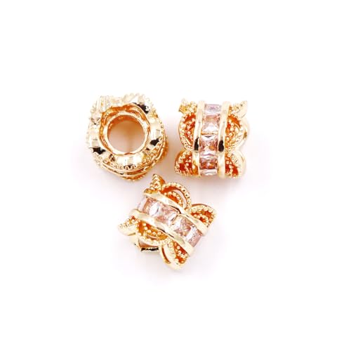 Malahill Zwischenperlen aus Zirkonia, zur Schmuckherstellung, 8 x 7 mm, 14 Karat Gold-Weiß von Malahill