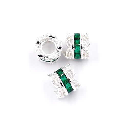 Malahill Zwischenperlen aus Zirkonia, zur Schmuckherstellung, 8 x 7 mm, Silbergrün von Malahill