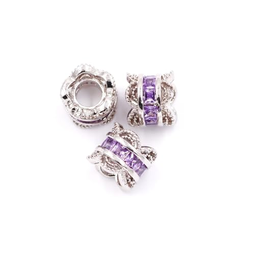 Malahill Zwischenperlen aus Zirkonia, zur Schmuckherstellung, 8 x 7 mm, Weißgold, Violett von Malahill