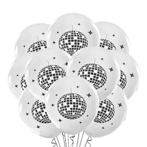 Discokugel-Latex-Luftballons, 12 Stück, Disco-Geburtstagsdekoration, Klassenzimmer, Party, Veranstaltungsbedarf, 80er-Jahre-Motto, Tanzparty, Rollschuh-Thema, 30,5 cm, Standardgröße Discokugel-Latex-Luftballons, 12 Stück, Disco-Geburtstagsdekoration, Klassenzimmer, Party, Veranstaltungsbedarf, 80er-Jahre-Motto, Tanzparty, Rollschuh-Thema, 30,5 cm, Standardgröße von Malayan Products