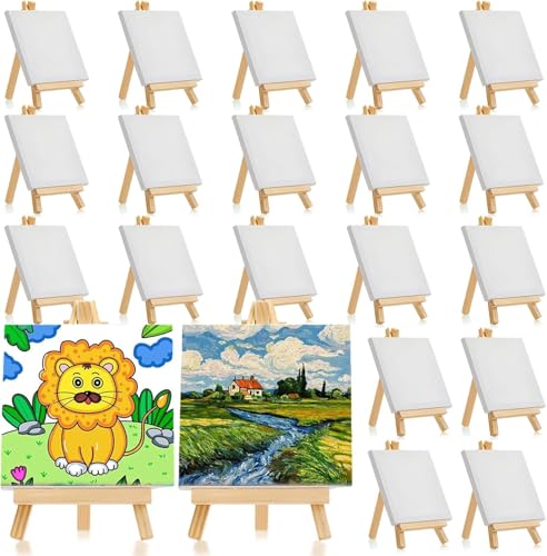 20 Stück Mini Leinwand mit Mini Staffelei Set, 10 x 10 cm Holz Dreieck Staffelei Dekoration Staffeleien, Kleine Tischstaffelei Holz Leinwände für Display, Fotos, Visitenkarten, Malhandwerk 20 Stück Mini Leinwand mit Mini Staffelei Set, 10 x 10 cm Holz Dreieck Staffelei Dekoration Staffeleien, Kleine Tischstaffelei Holz Leinwände für Display, Fotos, Visitenkarten, Malhandwerk von Malloom