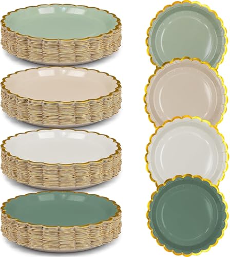200 Stück Salbeigrüne Goldene Pappteller Hochwertige Partyteller mit Goldrand im Farbverlauf Runde Teller in Großpackung für Geburtstag, Gartenparty, Nachmittagstee, Babyparty, Hochzeit 17,5 cm 200 Stück Salbeigrüne Goldene Pappteller Hochwertige Partyteller mit Goldrand im Farbverlauf Runde Teller in Großpackung für Geburtstag, Gartenparty, Nachmittagstee, Babyparty, Hochzeit 17,5 cm von Malloom