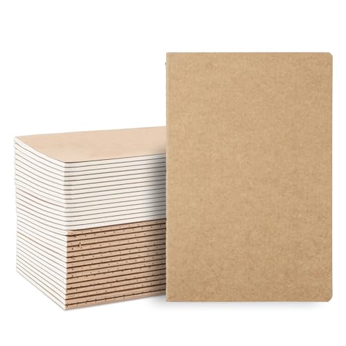 Malloom 30 Stück A5 Kraft Notizbuch, Linierte Notizblöcke mit Kraftbedeckung,Tragbare Tagebuch-Notizblöcke für Büro, Schule, Studenten, Zeichnungsnotizen, 30 Blatt/60 Seiten (14 x 21 cm) von Malloom